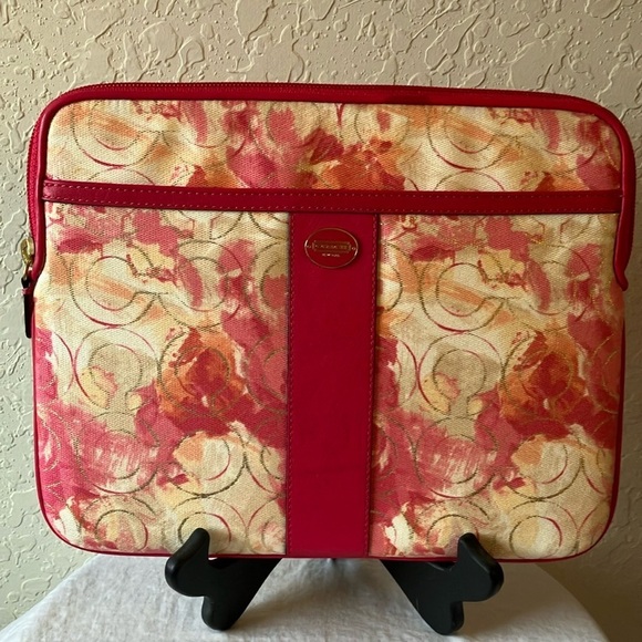 Coach: Pink Floral Abstract Tablet/iPad cover- sleeve- pockets- padded - Picture 1 of 16